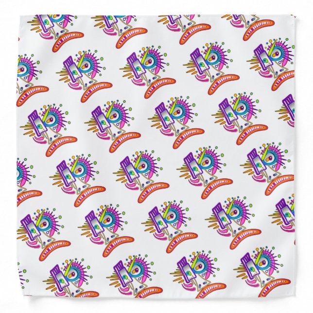 TRIBAL FROWNIE EMOJI MEEMOGIE BANDANA (Front)