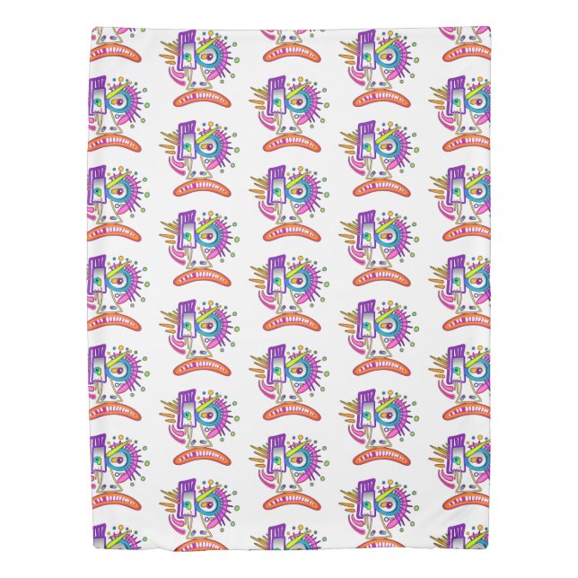 TRIBAL FROWNIE EMOJI MEEMOGIE DUVET COVER (Front)