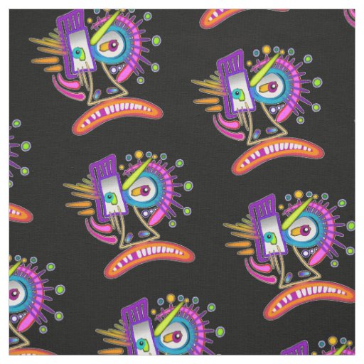 TRIBAL FROWNIE EMOJI MEEMOGIE FABRIC