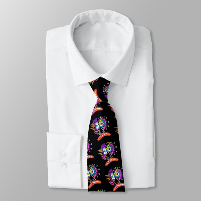 TRIBAL FROWNIE EMOJI MEEMOGIE NECK TIE (Tied)