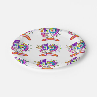 TRIBAL FROWNIE EMOJI MEEMOGIE PAPER PLATES