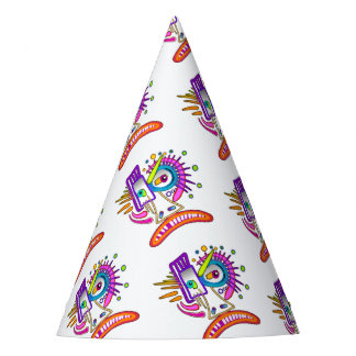 TRIBAL FROWNIE EMOJI MEEMOGIE PARTY HAT