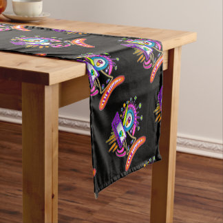 TRIBAL FROWNIE EMOJI MEEMOGIE SHORT TABLE RUNNER