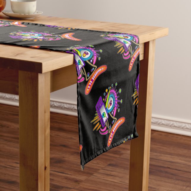 TRIBAL FROWNIE EMOJI MEEMOGIE SHORT TABLE RUNNER (In Situ)