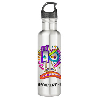 TRIBAL FROWNIE EMOJI MEEMOGIE STAINLESS STEEL WATER BOTTLE