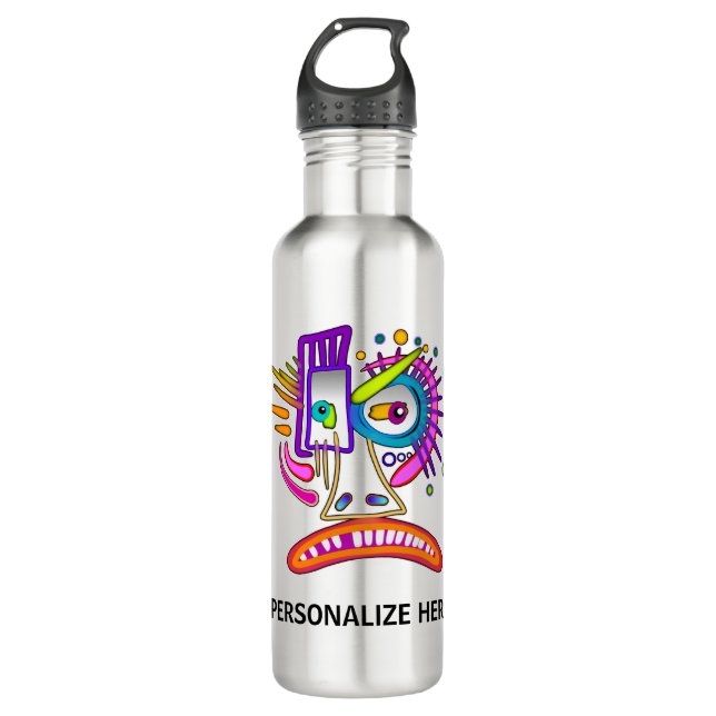 TRIBAL FROWNIE EMOJI MEEMOGIE STAINLESS STEEL WATER BOTTLE (Front)