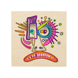 TRIBAL FROWNIE EMOJI MEEMOGIE WOOD WALL ART
