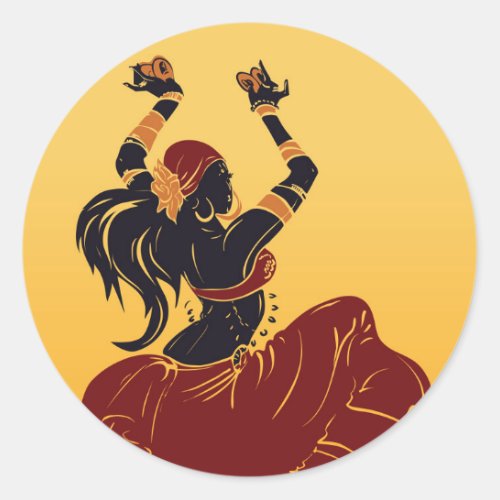 tribal fusion gitan belly dancer classic round sticker
