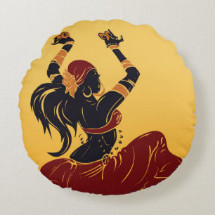 tribal fusion gitan belly dancer round pillow