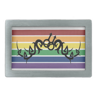 Tribal Gay Man Rainbow Symbols buckles Rectangular Belt Buckle