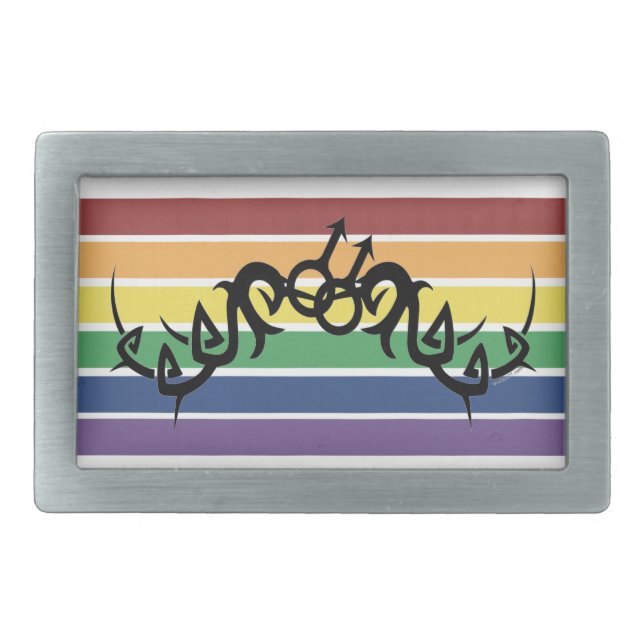 Tribal Gay Man Rainbow Symbols buckles Rectangular Belt Buckle (Front)