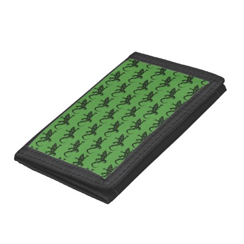 Tribal Gecko Tattoo Pattern Green Wallet