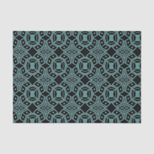 Tribal Gems Black & Teal Pattern Tissue Paper