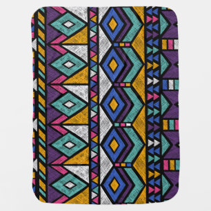 Tribal Geometric Aztec: Colorful Vintage Pattern Baby Blanket