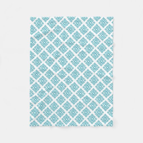 Tribal geometric blue and white patterned blanket