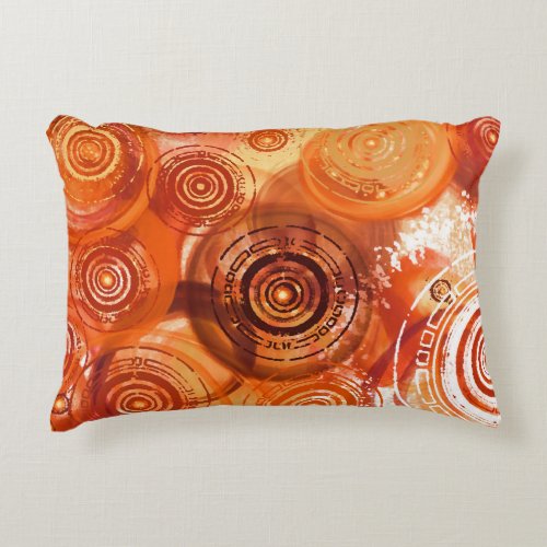 Tribal Geometric Circles Orange Decorative Pillow