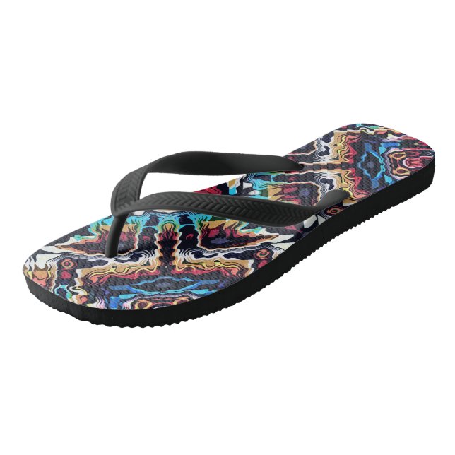 Tribal Geometric Colors Flip Flops (Angled)