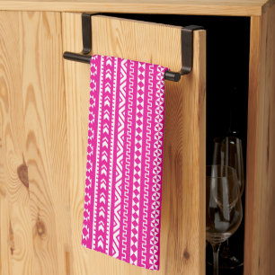 Tribal Geometric in Girly Hot Pink Towel
