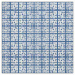 Tribal geometric key white square patterned fabric