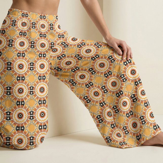 Tribal Geometric Mandala Burnt Orange Black Boho Fabric (Creator Uploaded)