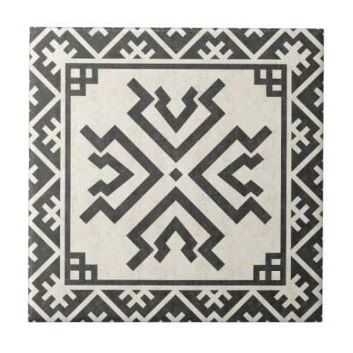 Tribal geometric pattern Amulet Ceramic Tile