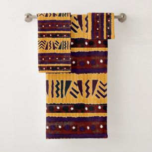 Tribal Geometric Pattern • Tribal Tapestry  Bath Towel Set