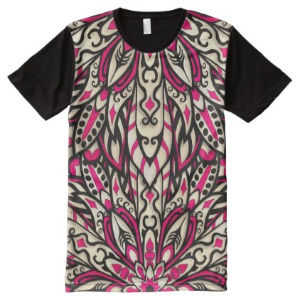 Tribal Geometric Pink Mandala All-Over-Print T-Shirt