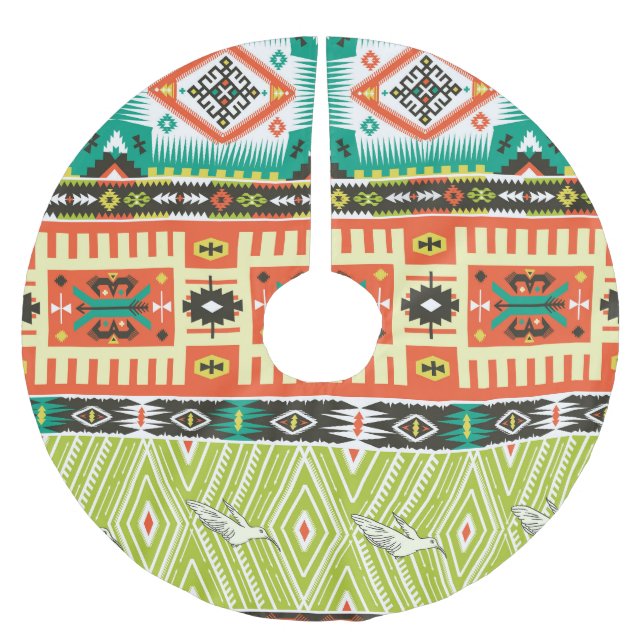 Tribal Geometric: Quotes Text Pattern. Brushed Polyester Tree Skirt (Front)