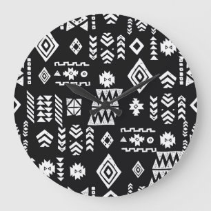 Tribal geometric: stylish seamless background. large clock