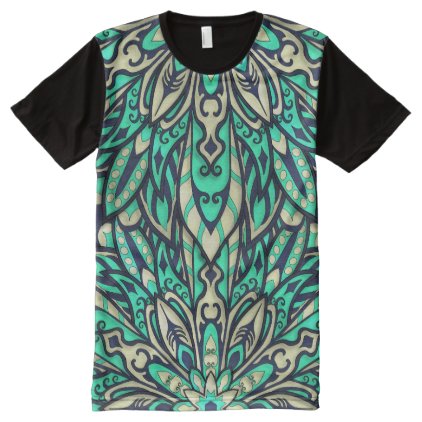 Tribal Geometric teal and blue Mandala All-Over-Print Shirt