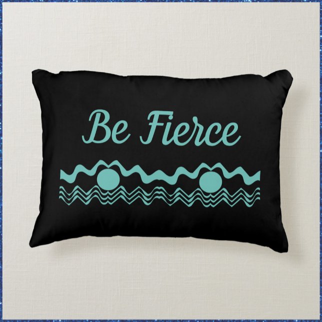 Tribal Geometric Turquoise Blue and Black Accent Pillow (Creator Uploaded)
