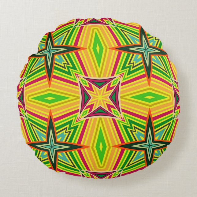 Tribal geometric vintage pattern. Seamless ethnic  Round Pillow (Front)