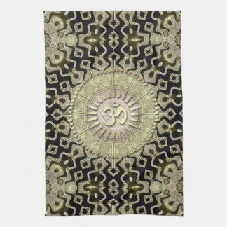 Tribal Geometry Black Gold Om Cloth Banner
