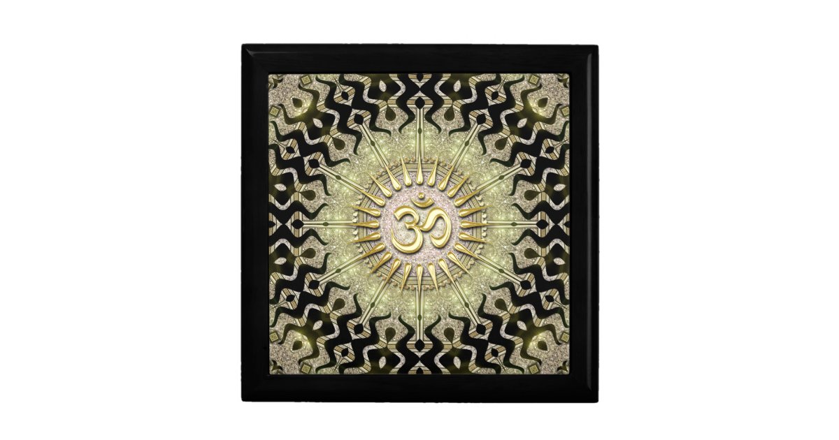 Om Mantra Yoga Symbol Gold Sun Asana Relax Fitness Gift Box