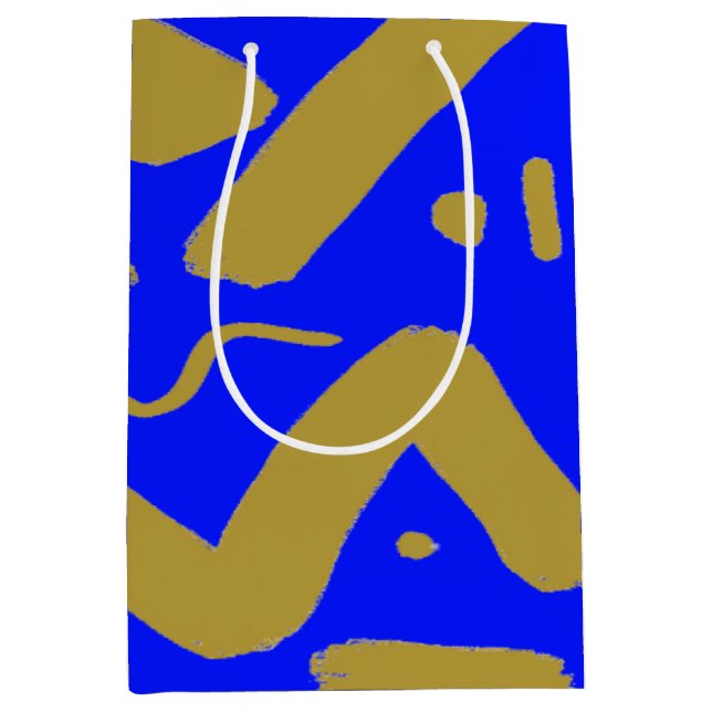 Tribal Gold and Royal Blue Medium Gift Bag (Front)