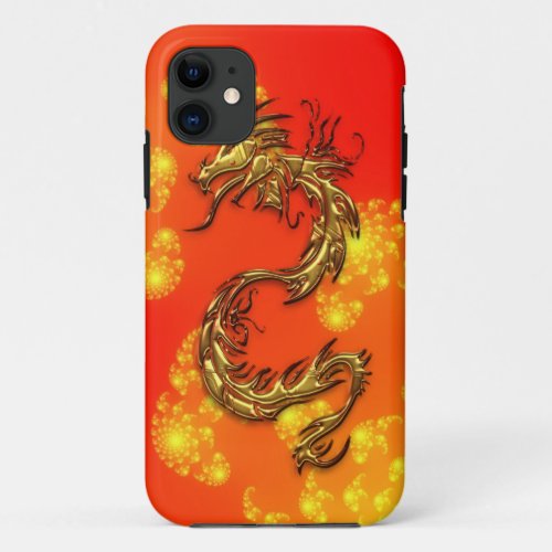 Tribal Gold Dragon  Fractals Art iPhone Case