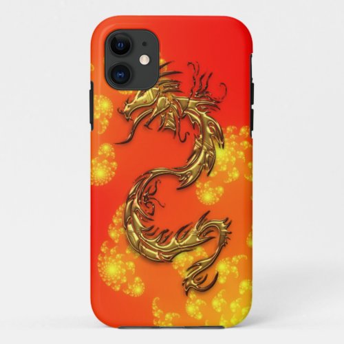 Tribal Gold Dragon  Fractals Art iPhone Case