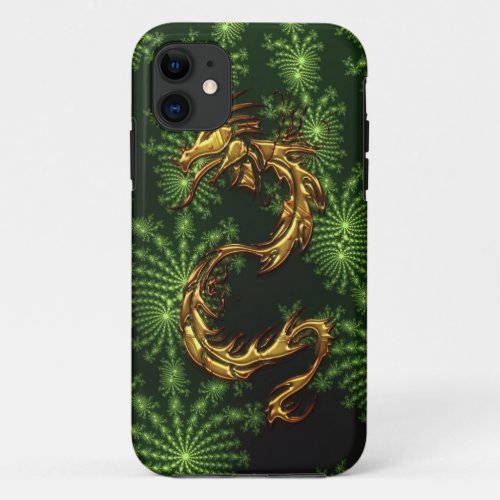 Tribal Gold Dragon  Fractals Art iPhone Case