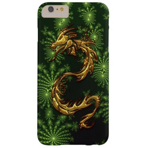 Tribal Gold Dragon  Pine Green Fractal Art Barely There iPhone 6 Plus Case