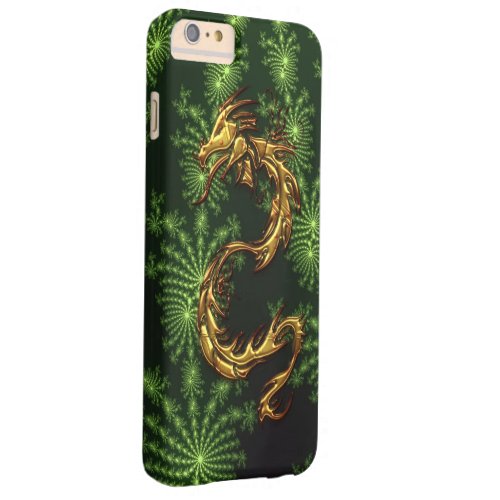 Tribal Gold Dragon  Pine Green Fractal Art Barely There iPhone 6 Plus Case