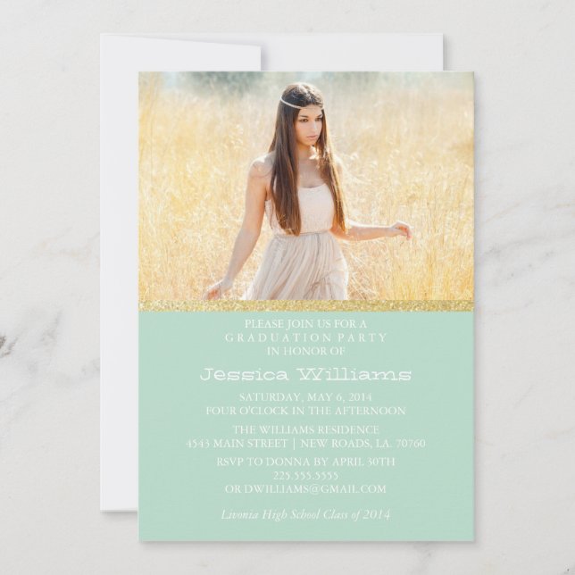 Tribal Gold Glitter Graduation Invitation (Front)