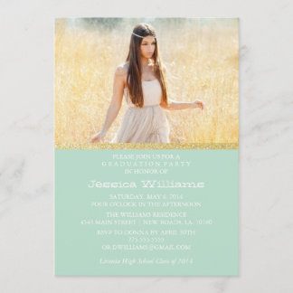 Tribal Gold Glitter Graduation Invitation