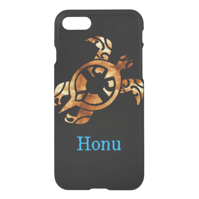 Tribal Gold Hawaiian Sea Turtle on Black Uncommon iPhone Case (Back)