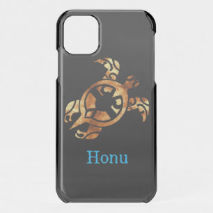 Tribal Gold Hawaiian Sea Turtle on Black Uncommon iPhone 11 Case