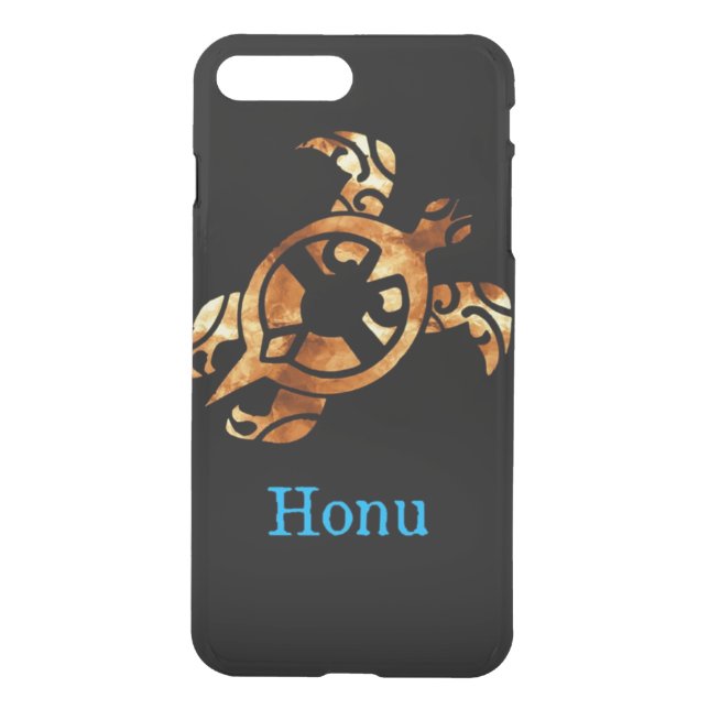 Tribal Gold Hawaiian Sea Turtle on Black Uncommon iPhone Case (Back)