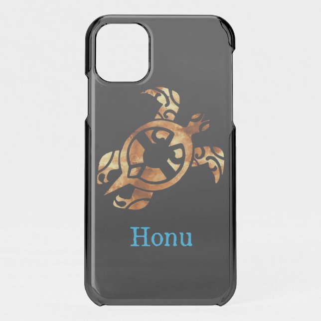 Tribal Gold Hawaiian Sea Turtle on Black Uncommon  Uncommon iPhone Case (Back)