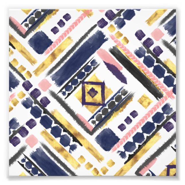 Tribal gold paint geometric brush strokes photo print (Front)