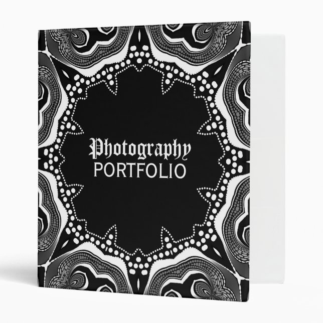 Tribal Goth Black+White Portfolio Album Binder (Front/Inside)