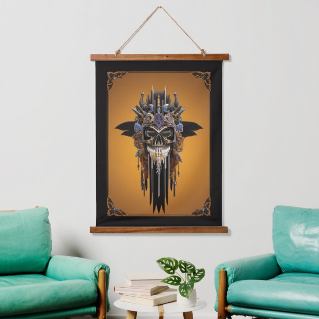 Tribal Gothic Skull Wall Tapestry (Living Room)