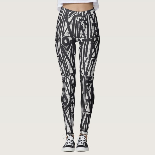 Tribal Graffiti All Over Print Leggings (Front)
